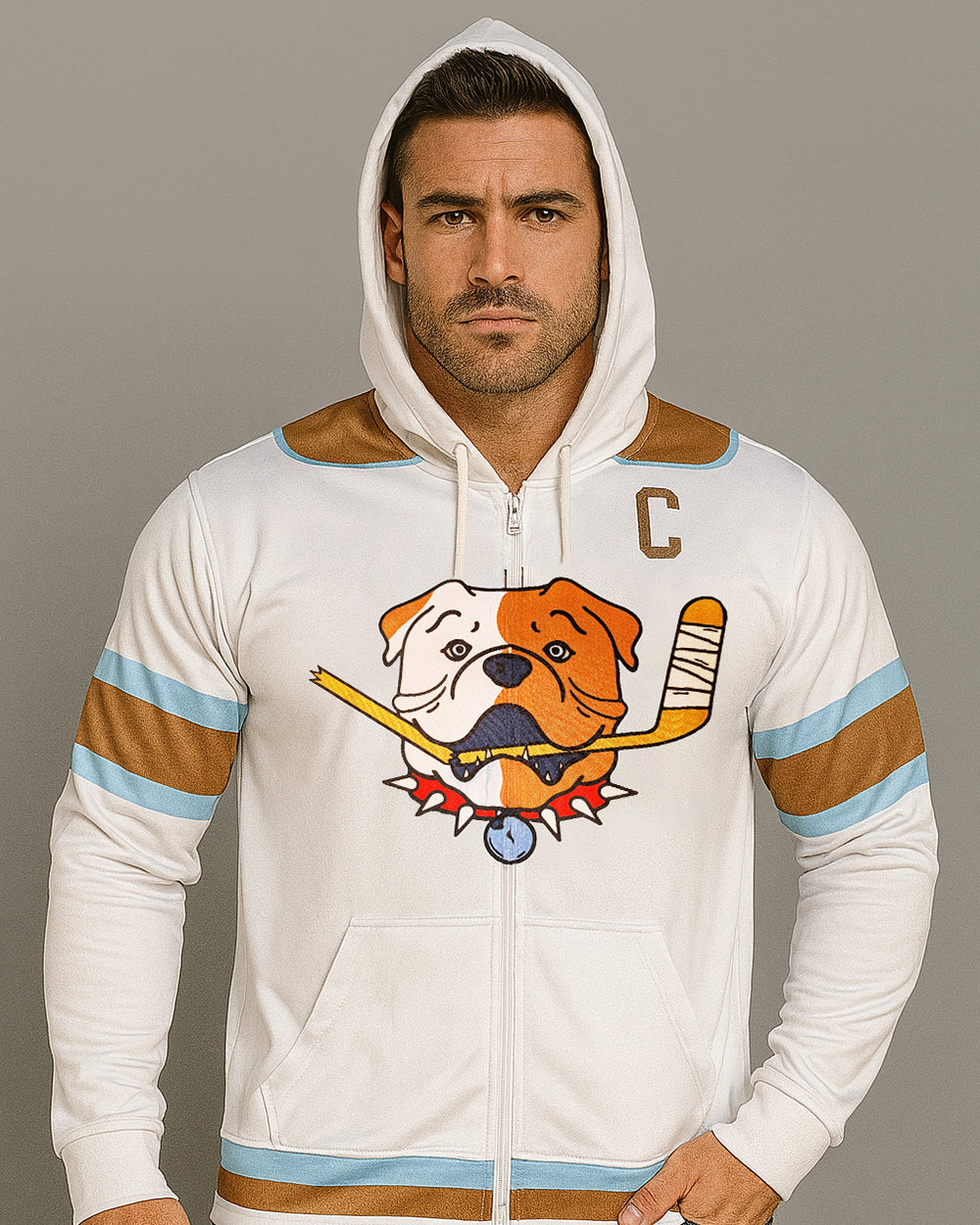 Bulldogs Die Sub Hoodie with Zipper SR - White